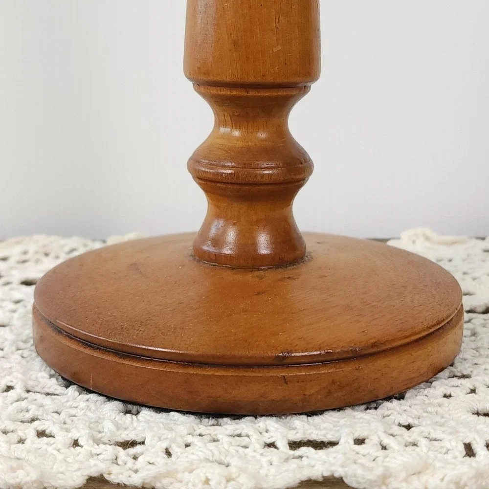Vintage Turned Wood Candlestick‎ Holder